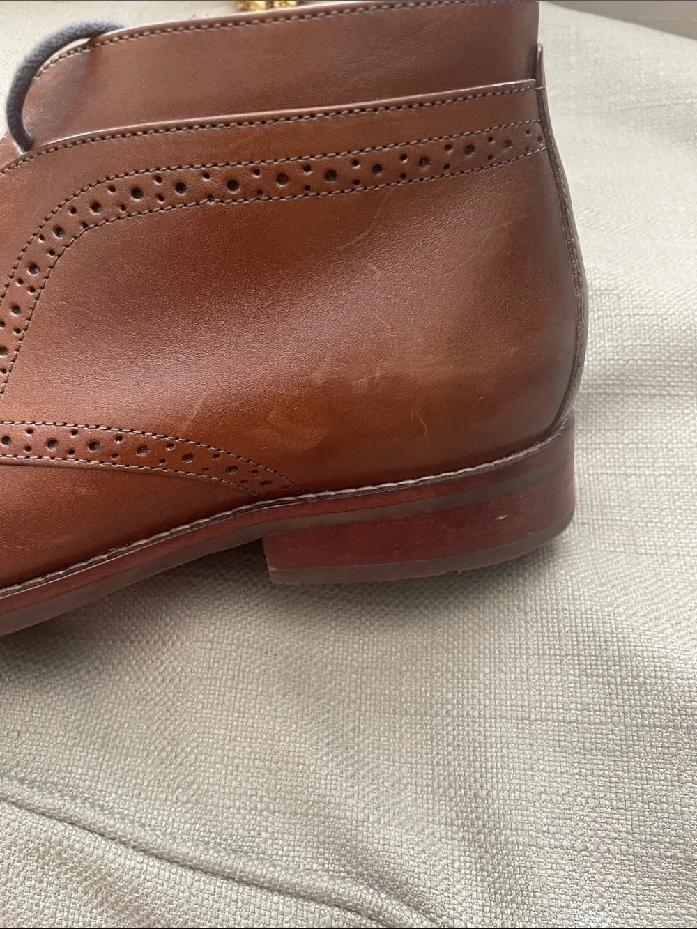 Johnston & Murphy Men's Brown Leather Cap-Toe Chukka Boots